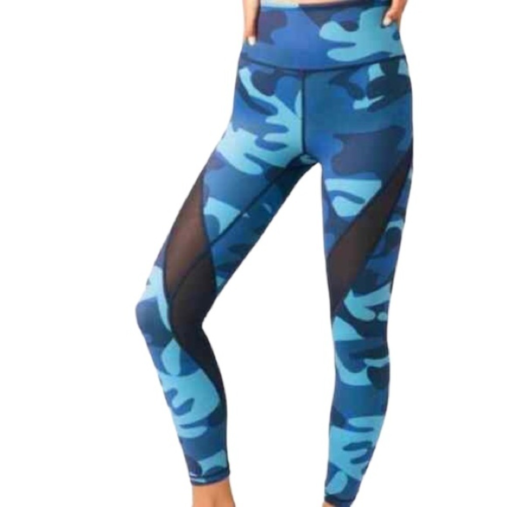ZYIA Active Blue Black Camo Mesh Light & Tight Leggings